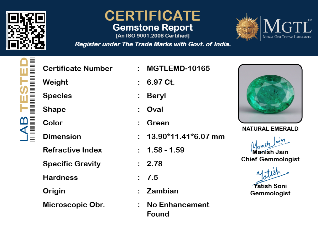 Zambian Emerald - 6.97 Carat Limited Quality EMD-10165