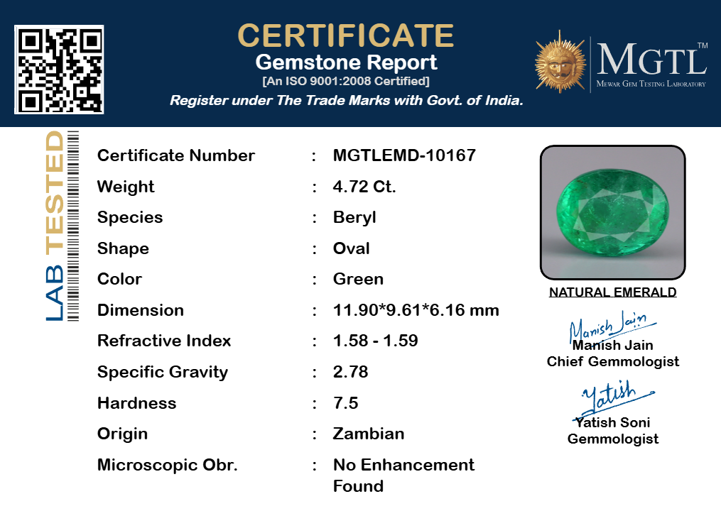 Zambian Emerald - 4.72 Carat Limited Quality EMD-10167