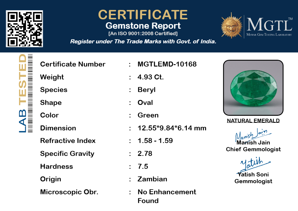 Zambian Emerald - 4.93 Carat Limited Quality EMD-10168
