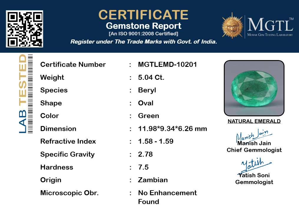 Zambian Emerald - 5.04 Carat Limited Quality EMD-10201