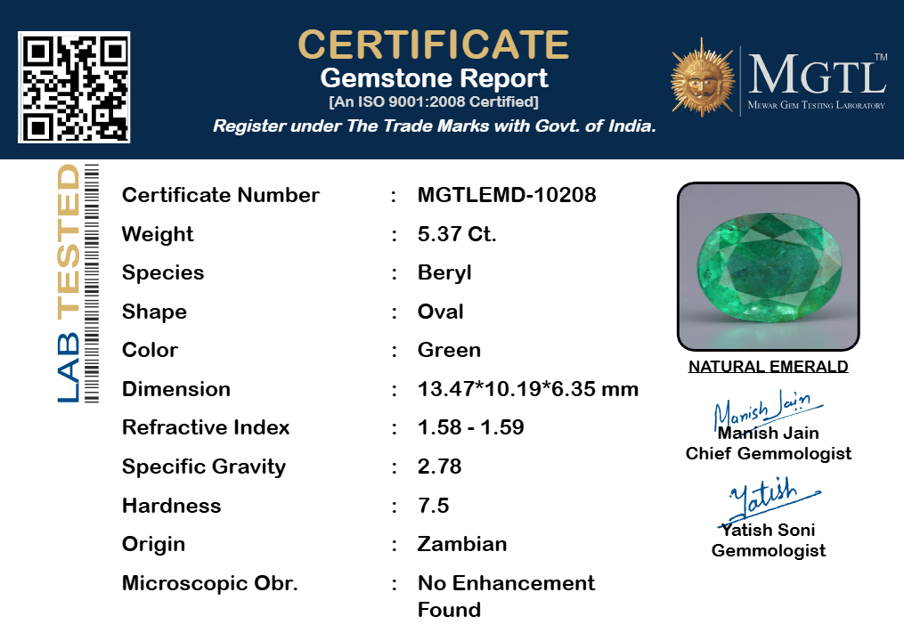Zambian Emerald - 5.37 Carat Limited Quality EMD-10208
