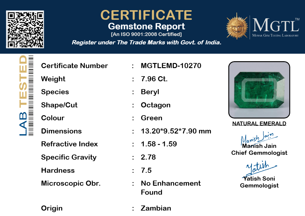 Emerald - 7.96 Carats