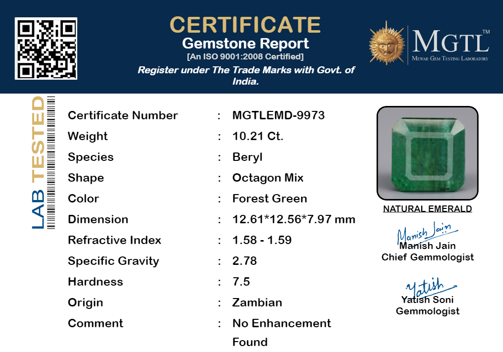 Emerald - 10.21 Carats