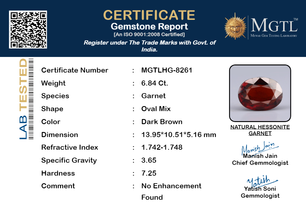 Hessonite (Gomed) - 6.84 Carat