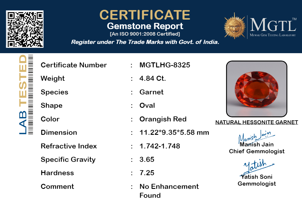Ceylon Hessonite Garnet - 4.84 Carat Limited Quality HG-8325