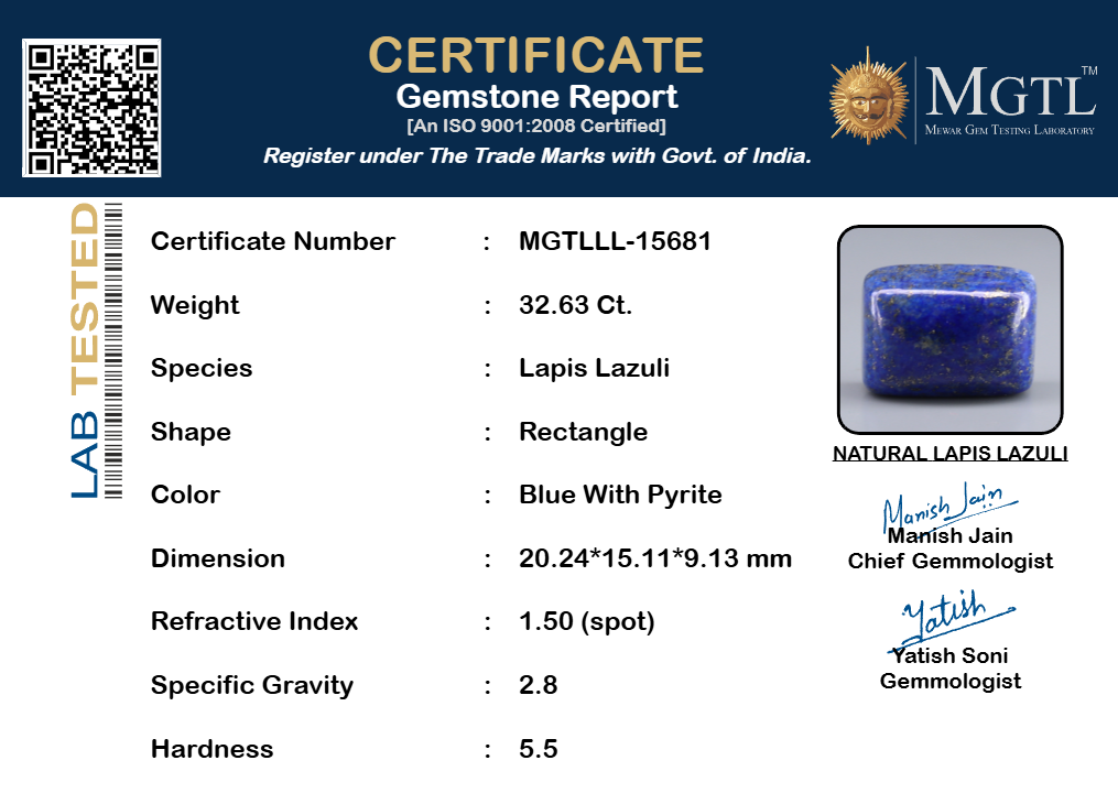 Natural Lapis Lazuli - 32.63 Carat Limited Quality LL-15681