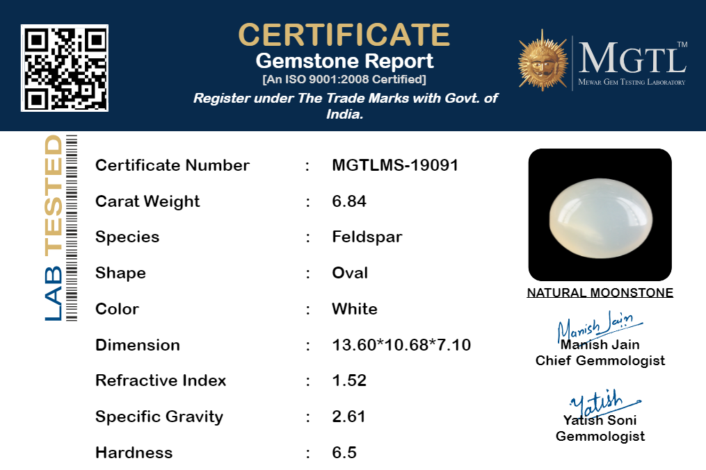 Russian Moonstone - 6.84 Carat Prime Quality MS-19091