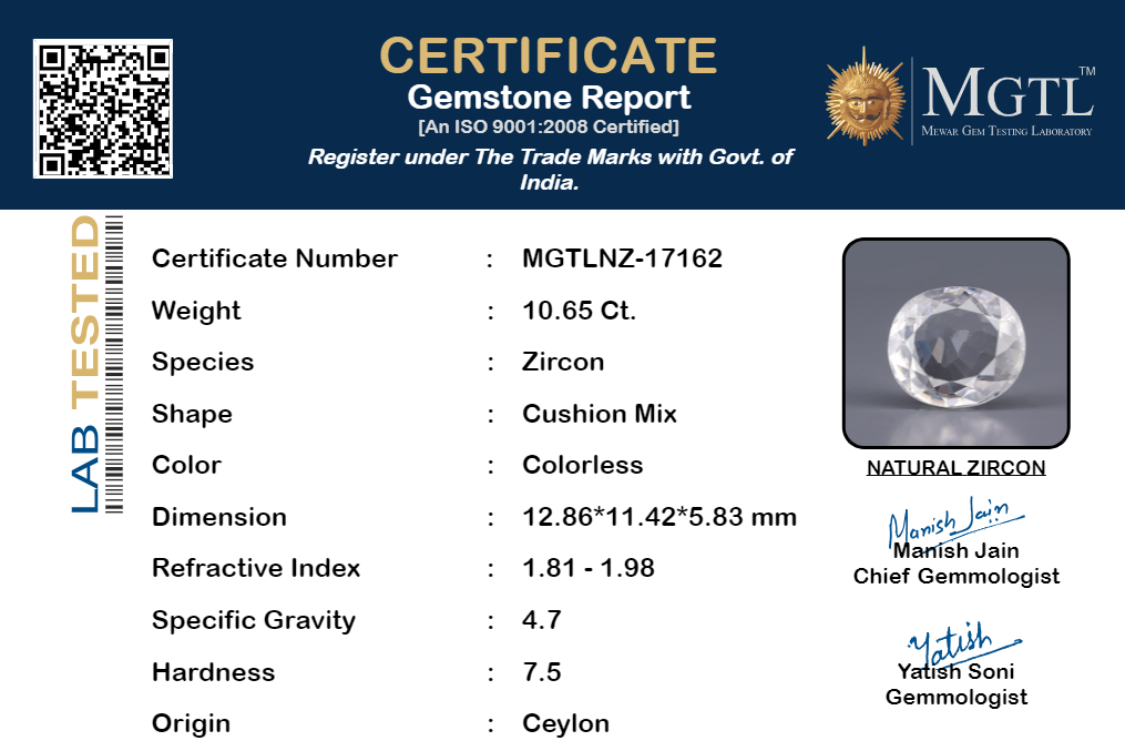 Ceylon Natural Zircon - 10.65 Carat Limited Quality NZ-17162