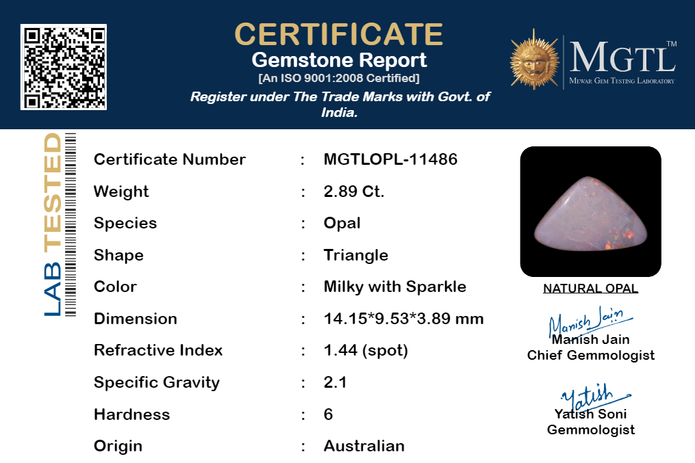 Australian Opal - 2.89 Carat Prime Quality OPL-11486