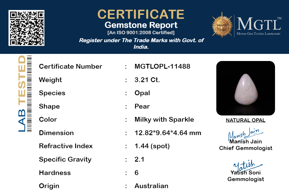 Australian Opal - 3.21 Carat Prime Quality OPL-11488