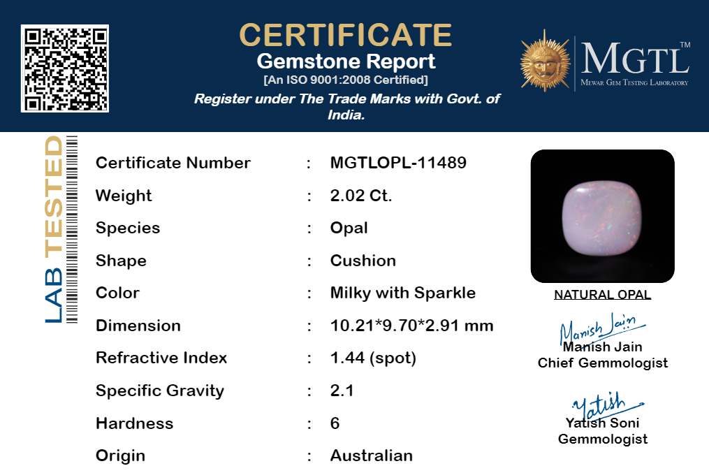 Australian Opal - 2.02 Carat Prime Quality OPL-11489
