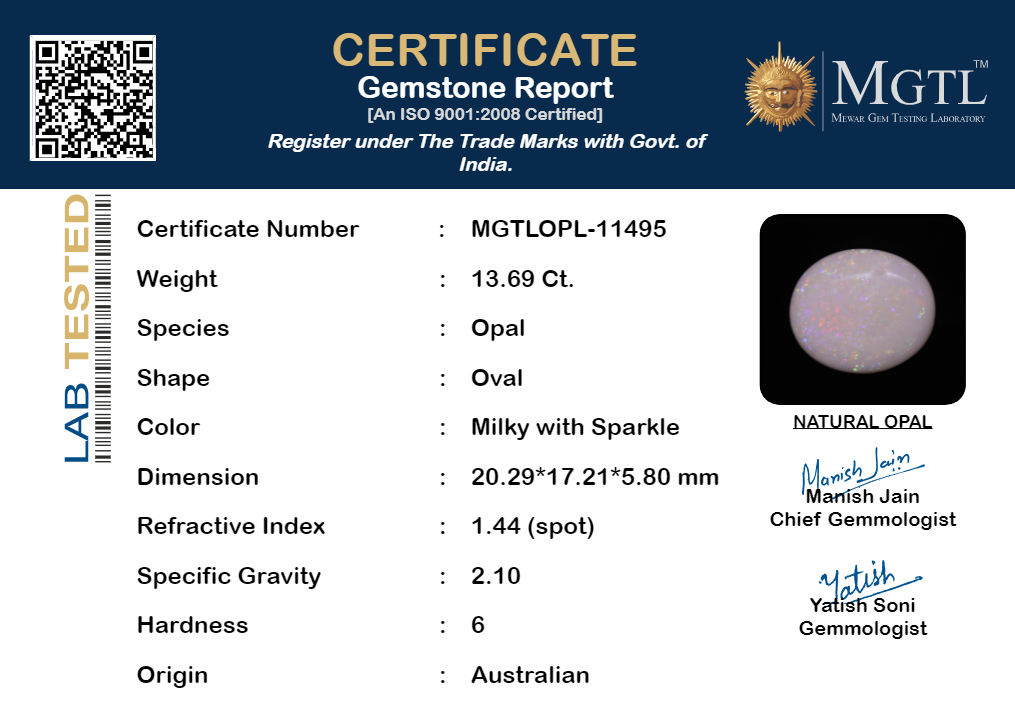 Australian Opal - 13.69 Carat Limited Quality OPL-11495
