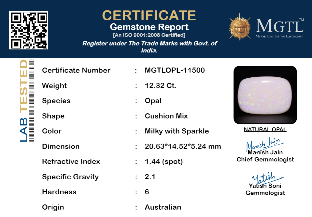 Australian Opal - 12.32 Carat Limited Quality OPL-11500