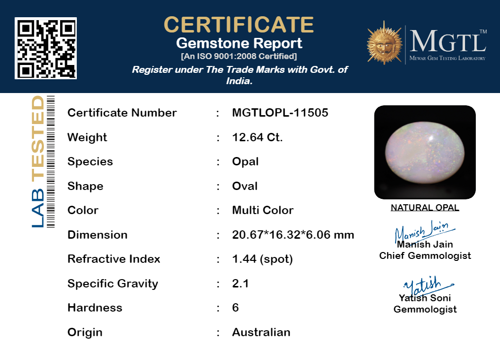 Australian Opal - 12.64 Carat Limited Quality OPL-11505