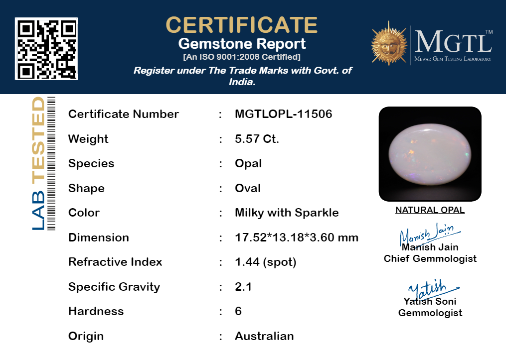 Australian Opal - 5.57 Carat Limited Quality OPL-11506
