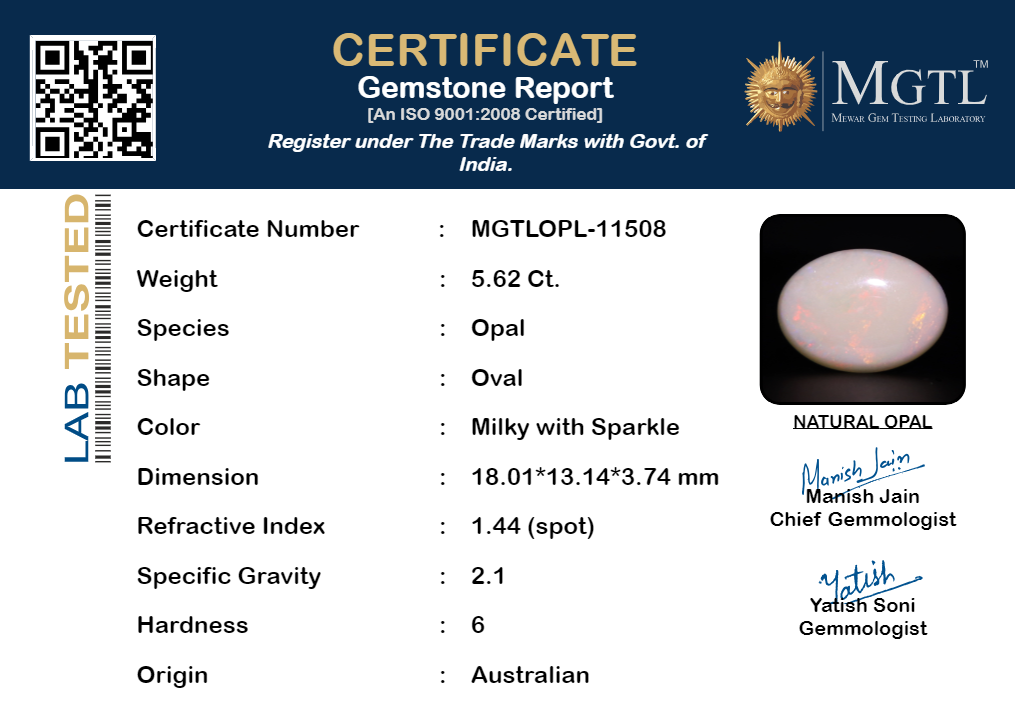 Australian Opal - 5.62 Carat Limited Quality OPL-11508