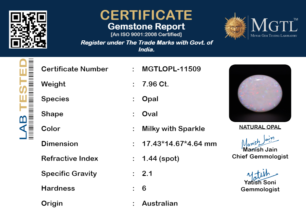 Australian Opal - 7.96 Carat Limited Quality OPL-11509