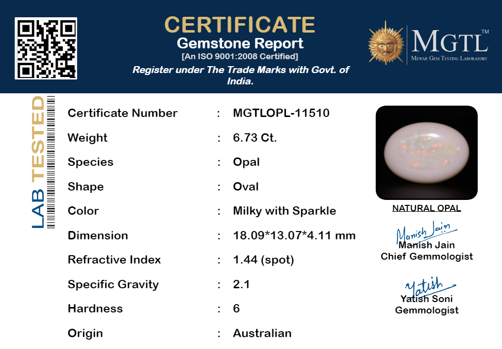 Australian Opal - 6.73 Carat Limited Quality OPL-11510