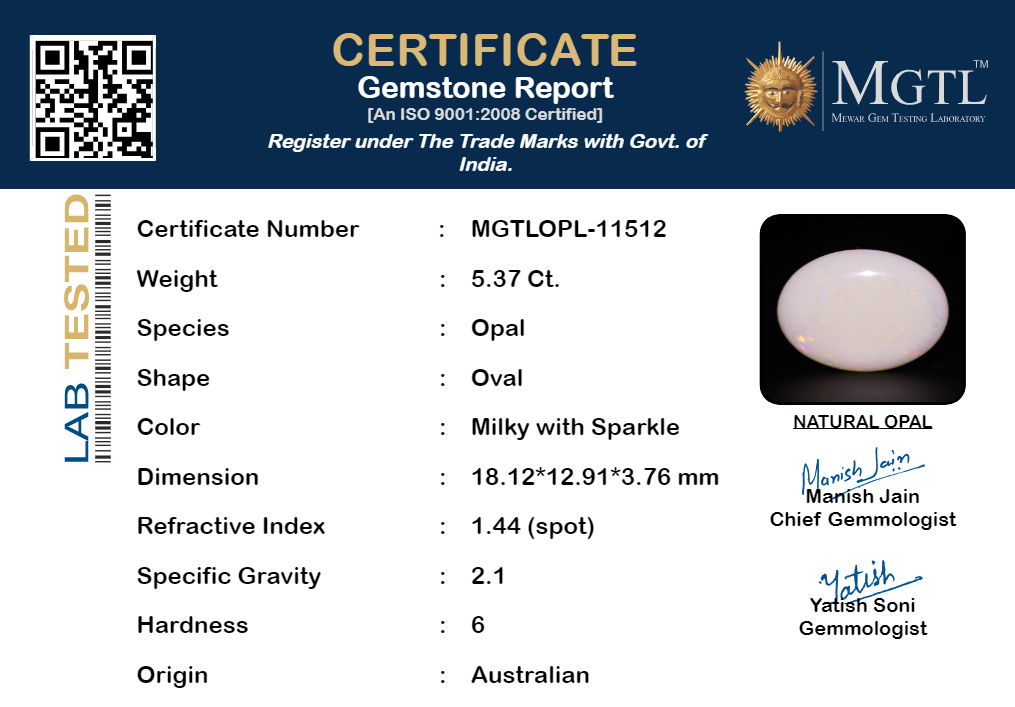 Australian Opal - 5.37 Carat Limited Quality OPL-11512