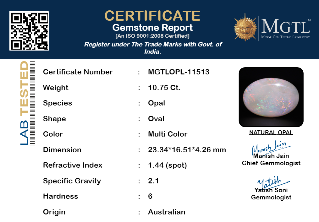 Australian Opal - 10.75 Carat Limited Quality OPL-11513