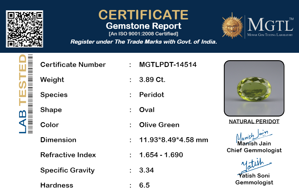 Peridot - 3.89 Carat Limited Quality PDT-14514