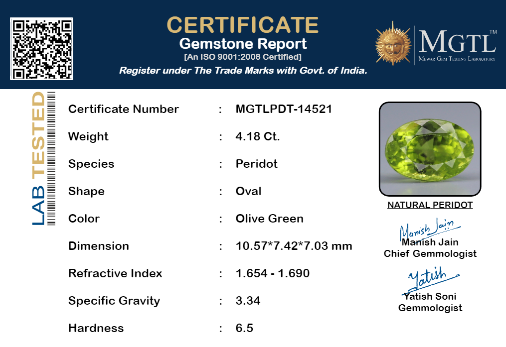 Peridot - 4.18 Carat Limited Quality PDT-14521