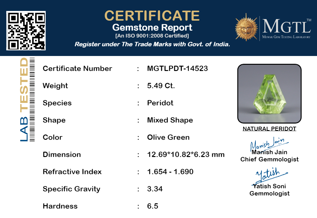 Peridot - 5.49 Carat Limited Quality PDT-14523