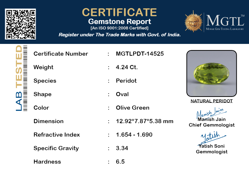 Peridot - 4.24 Carat Limited Quality PDT-14525