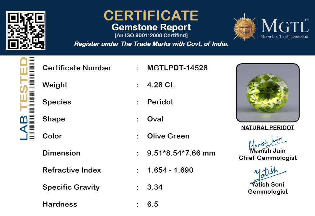Peridot - 4.28 Carat Prime Quality PDT-14528