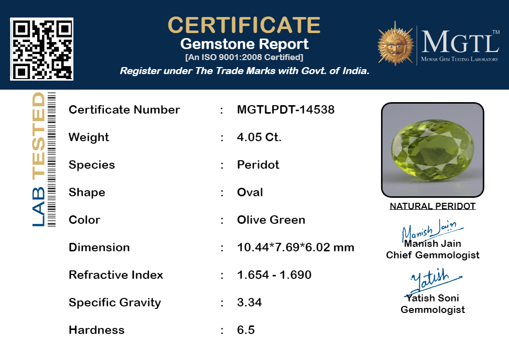 Peridot - 4.05 Carat Limited Quality PDT-14538