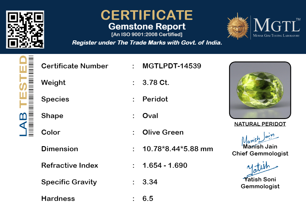 Peridot - 3.78 Carat Prime Quality PDT-14539