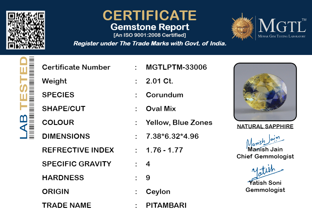 Ceylon Pitambari - 2.01 Carat Limited Quality PTM-33006