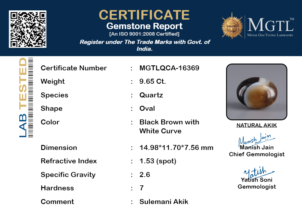 Akik - 9.65 Carat Limited Quality QCA-16369