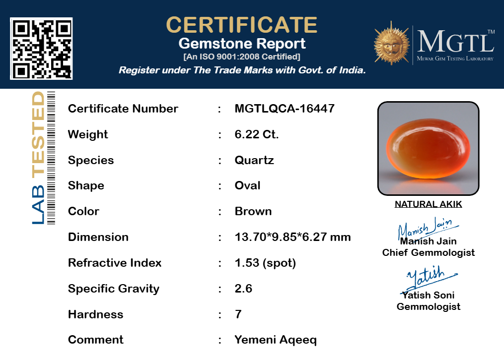 Yemeni Aqeeq - 6.22 Carat QCA-16447