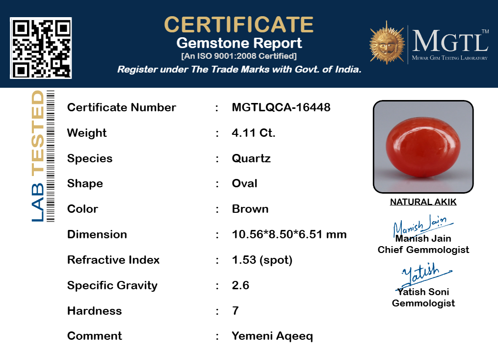 Yemeni Aqeeq - 4.11 Carat QCA-16448