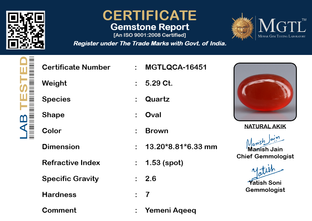 Yemeni Aqeeq - 5.29 Carat QCA-16451