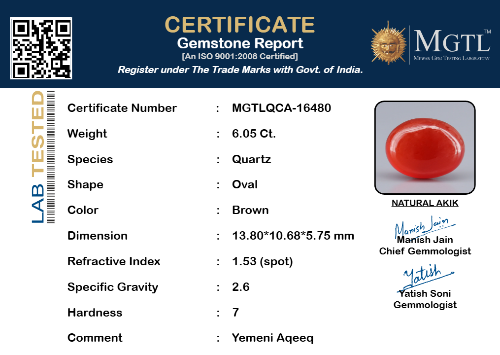 Yemeni Aqeeq - 6.05 Carat QCA-16480