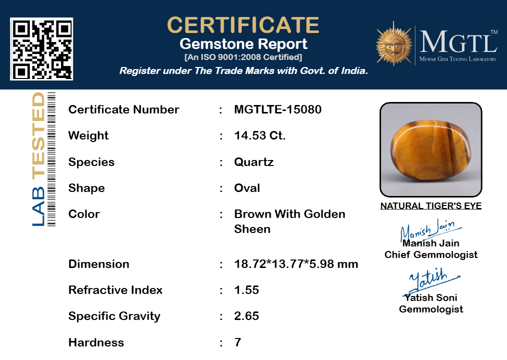 Tiger's Eye - 14.53 Carat Prime Quality TE-15080