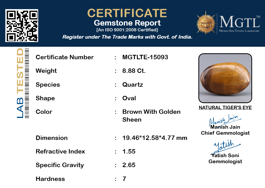 Tiger's Eye - 8.88 Carat Limited Quality TE-15093