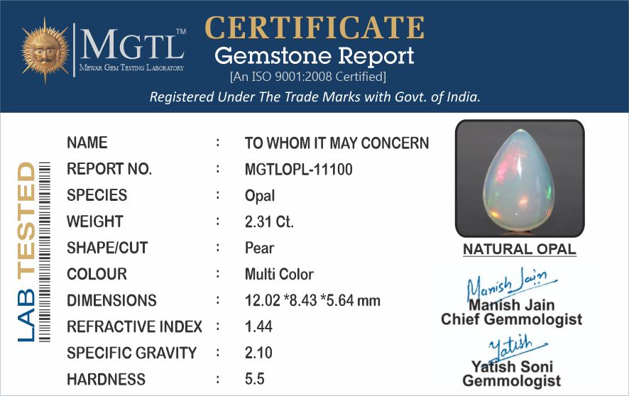 Opal - OPL 11100 (Origin - Ethiopian) Prime - Quality