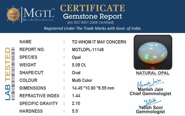 Opal - OPL 11146 (Origin - Ethiopian) Prime - Quality