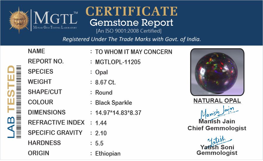 Ethiopian Opal - OPL-11205  Limited-Quality 8.67-Carat