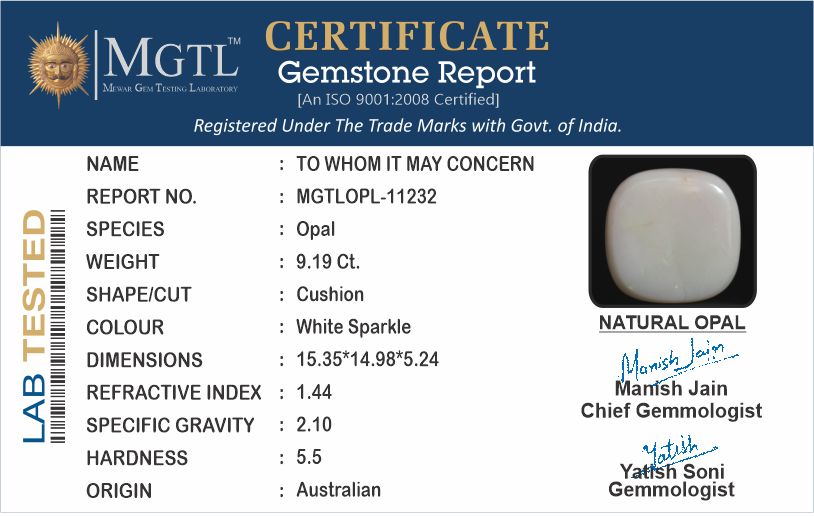 Australian Opal - 9.19-Carat Prime-Quality OPL-11232