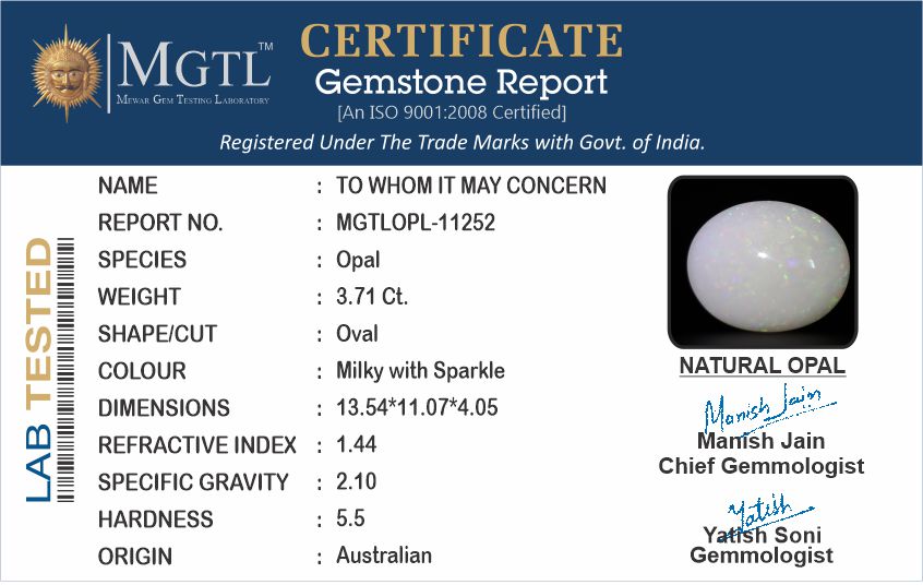 Australian Opal - 3.71 Carat Limited Quality OPL-11252