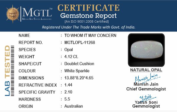 Australian Opal - 4.12 Carat Prime Quality OPL-11268