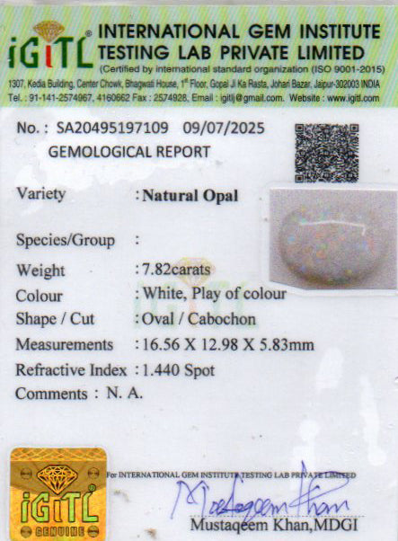 Australian Opal - 7.82 Carat Rare Quality OPL-11520