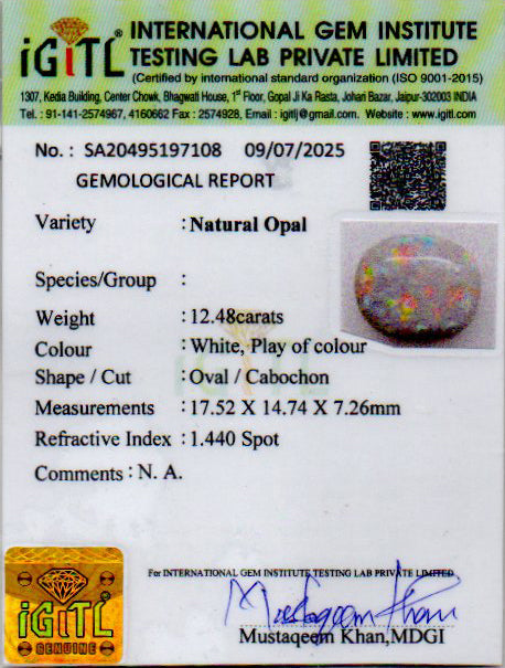 Australian Opal - 12.48 Carat Rare Quality OPL-11522