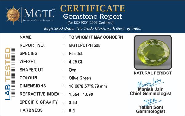 Peridot - 4.25 Carat Limited Quality PDT-14508