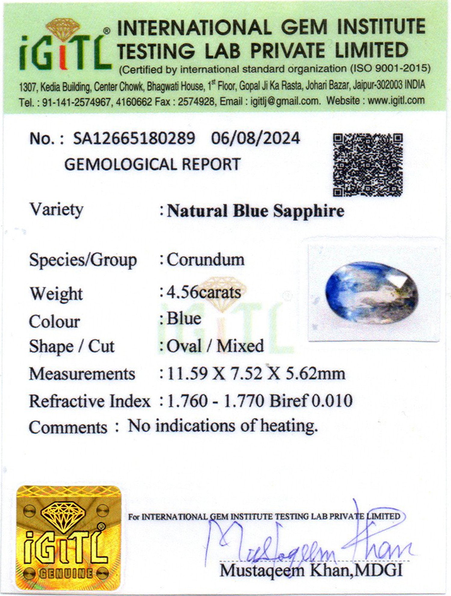 Ceylon Pitambari - 4.56 Carat Prime Quality PTM-33001