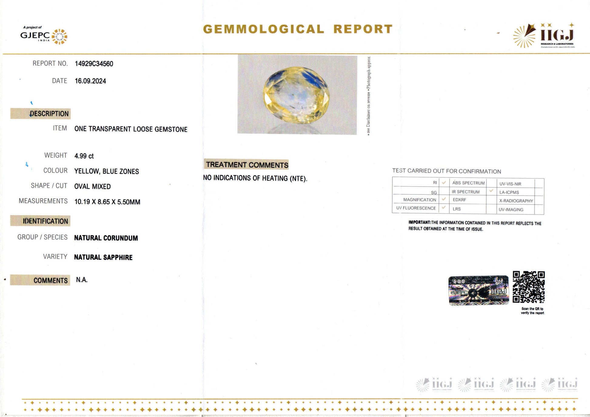 Ceylon Pitambari - 4.99 Carat Limited Quality PTM-33005